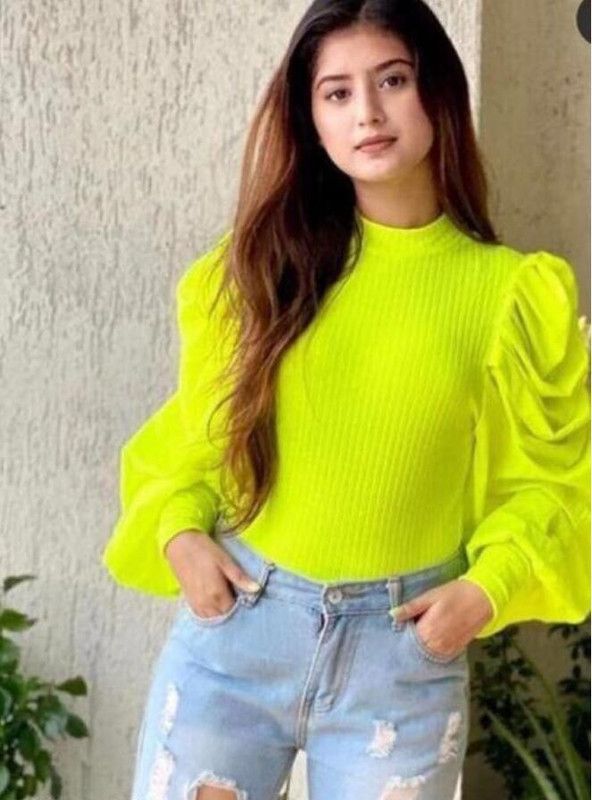 Casual Balloon Sleeve Self Design Women Maroon Top