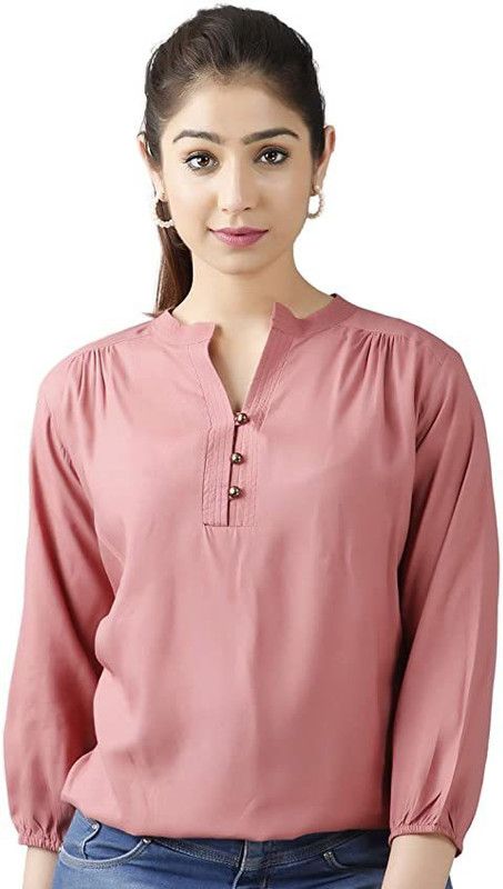 Casual Flute Sleeves Solid Women Multicolor Top