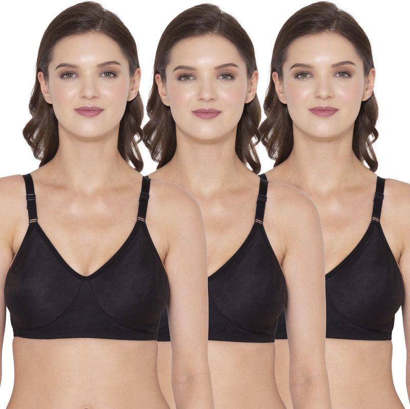 Pack of 3 Women T-Shirt Non Padded Bra  (Black)
