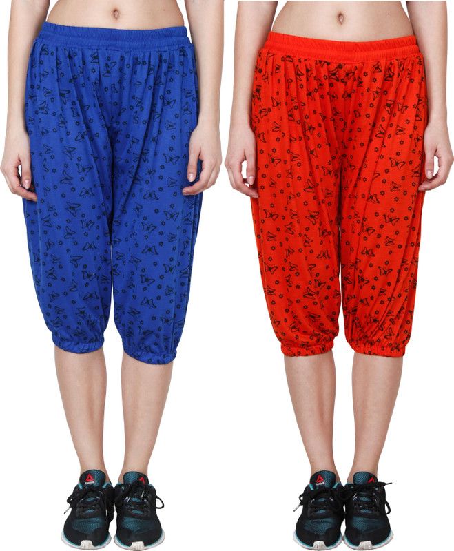 Printed Capri Women Blue, Orange Capri