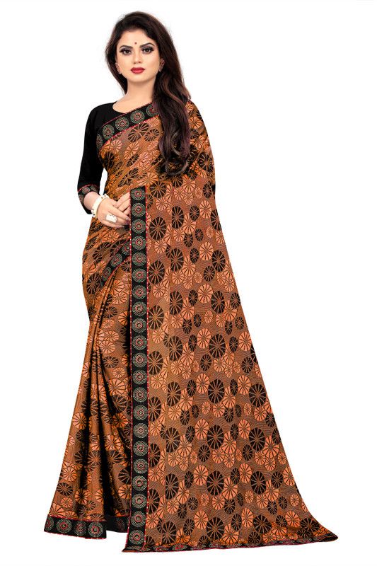 Embellished Bollywood Lycra Blend, Jacquard Saree  (Orange)