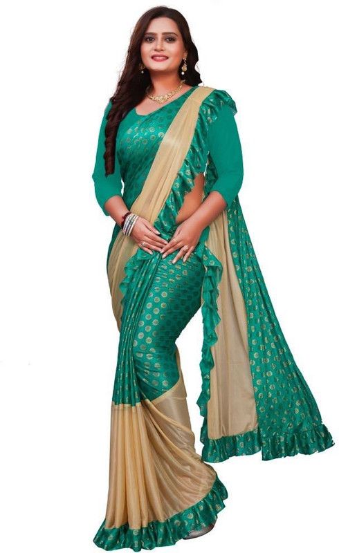 Printed Bollywood Lycra Blend Saree  (Green)