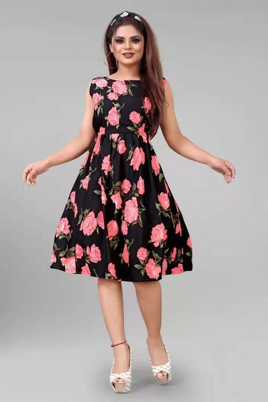Women Skater Orange Dress