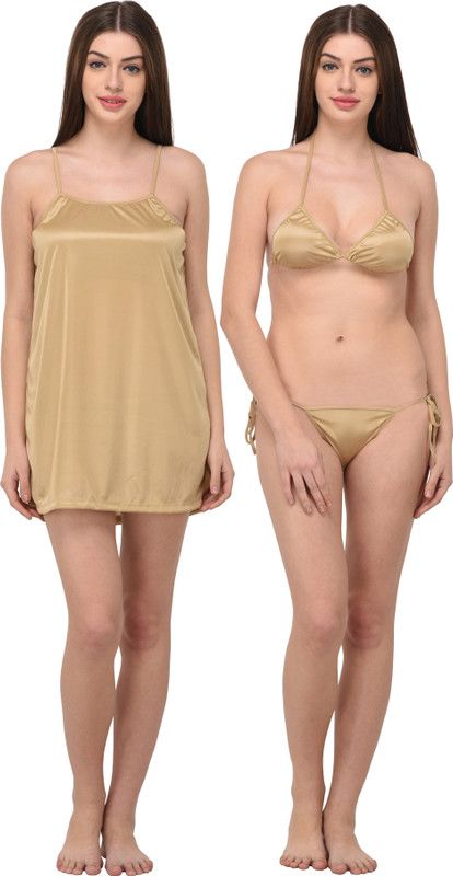 Pack of 2 Women Nighty  (Beige)