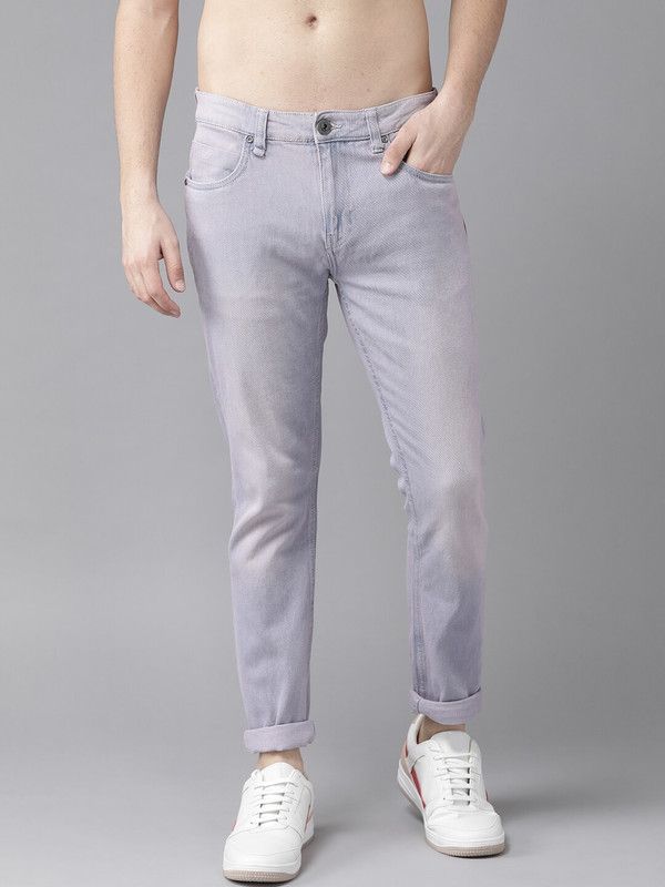 Men Skinny Mid Rise Purple Jeans