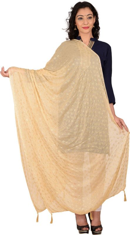 Chiffon Printed Beige Women Dupatta
