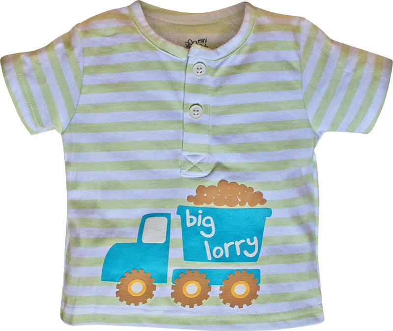 Boys Striped Cotton Blend T Shirt  (Yellow)