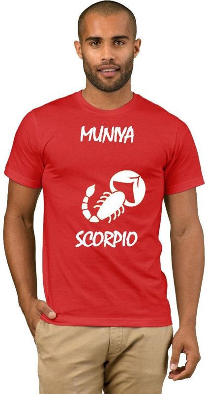 Muniya Zodiac Scorpio Style Fashion V10 Men Printed Round Neck Cotton Blend Red T-Shirt