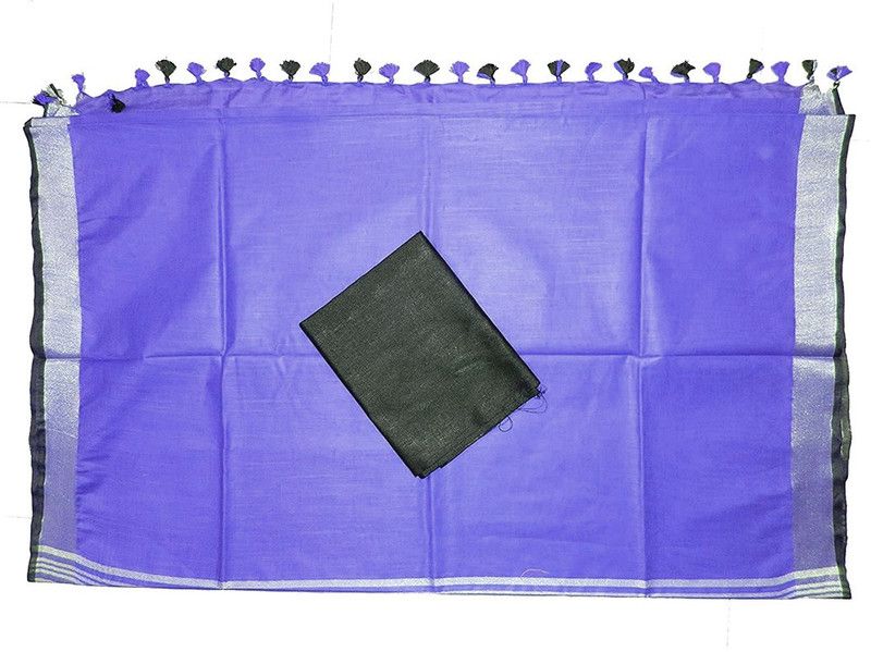 Self Design Fashion Handloom Cotton Linen Saree  (Purple)