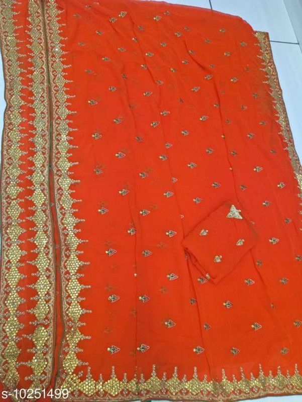 Printed Chanderi Art Silk Saree  (Pack of 5, Red)