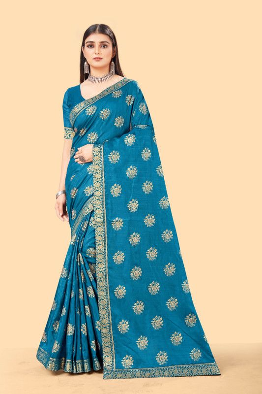 Self Design, Woven Bollywood Art Silk Saree  (Blue)