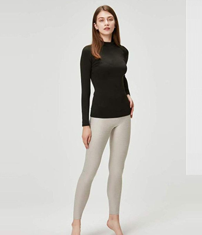 Compression T-Shirt Women Solid Round Neck Elastane Black T-Shirt