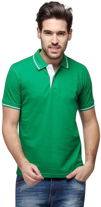 Men Tie & Dye Polo Neck Pure Cotton Green T-Shirt