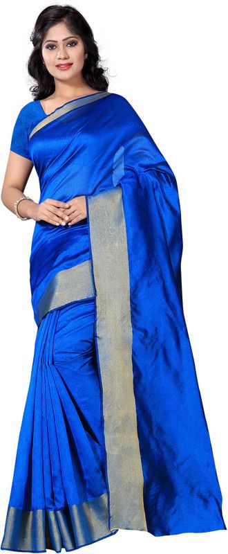 Solid/Plain Bollywood Pure Silk Saree  (Silver, Blue)