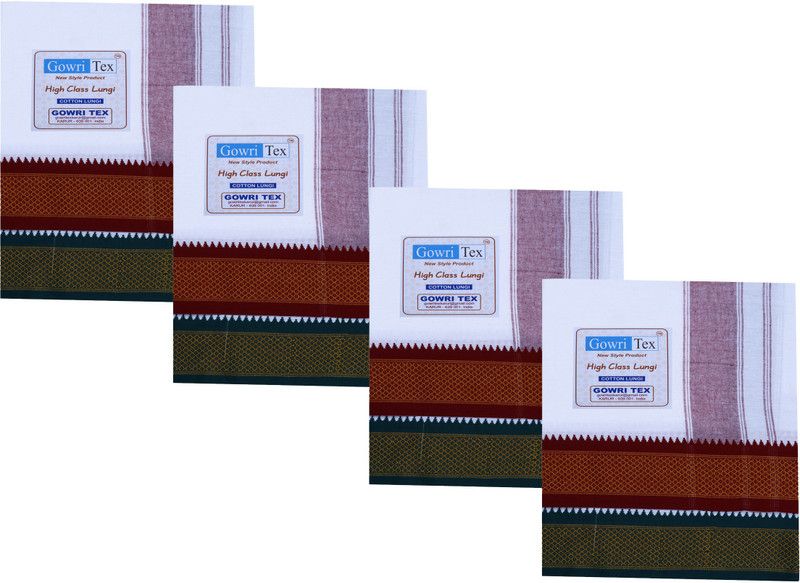 GOWRI TEX Woven White Lungi