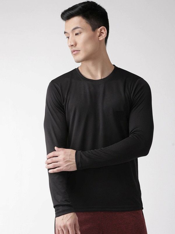 Couple Sporty Round Neck Cotton Blend Black T-Shirt