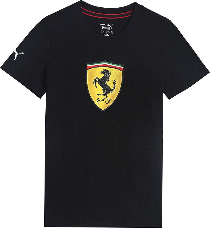 Ferrari Race Kids Col BigTee Boys & Girls Printed Cotton Blend T Shirt  (Black, Pack of 1)