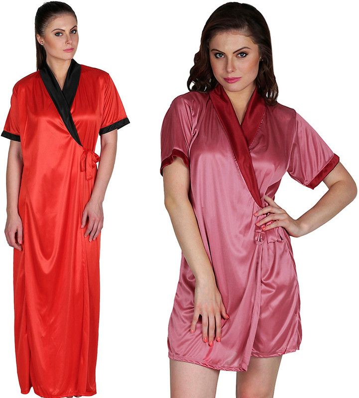 Pack of 2 Women Robe  (Multicolor)