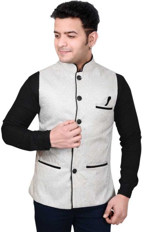 Men Self Design Nehru Jacket