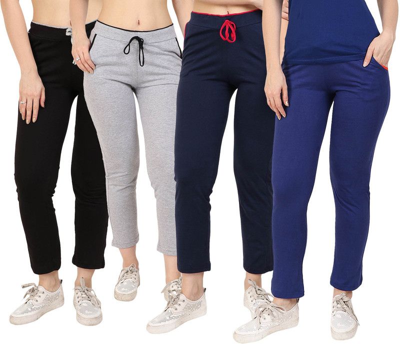 Pack of 4 Women Colorblock Multicolor Track Pants
