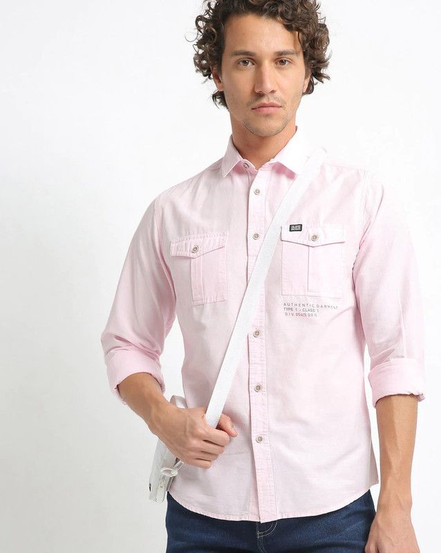 SNOWFIT pinkshirts Cotton Bullet Back Shirt Stud  (Pink)