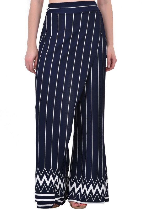 Women Regular Fit Dark Blue Cotton Blend Trousers
