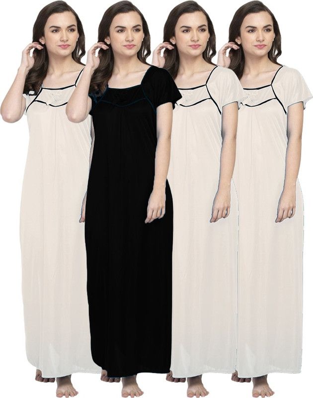 Pack of 4 Women Nighty  (Multicolor)
