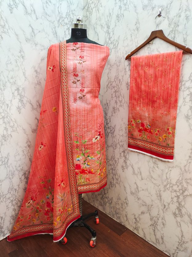 Unstitched Muslin Kurta & Palazzo Material Printed