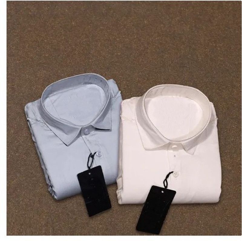 Men Solid Formal White, Grey Shirt  (Pack of 2)