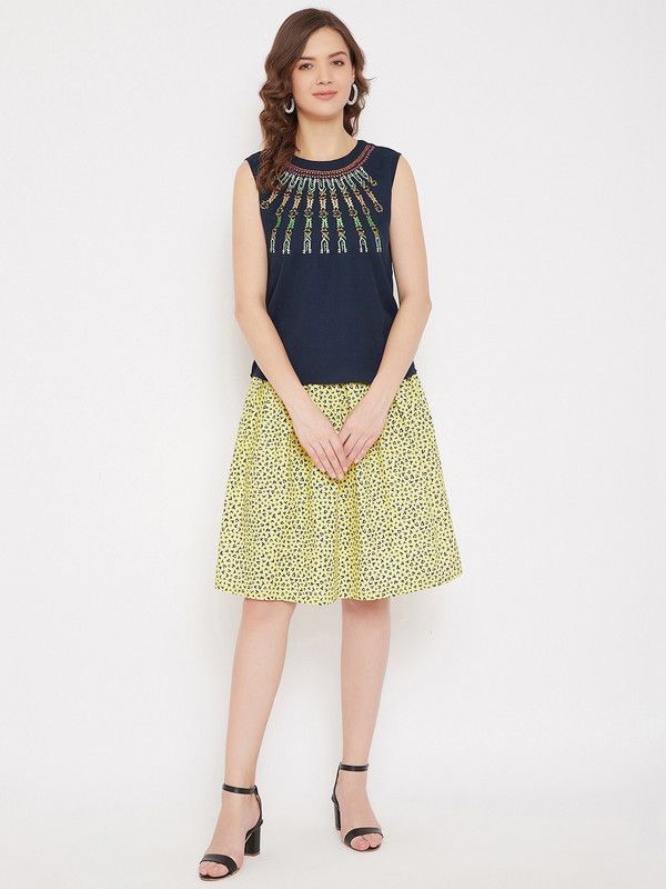 Women Top and Skirt Set Georgette