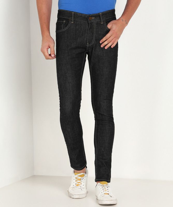 Men Super Skinny Low Rise Black Jeans