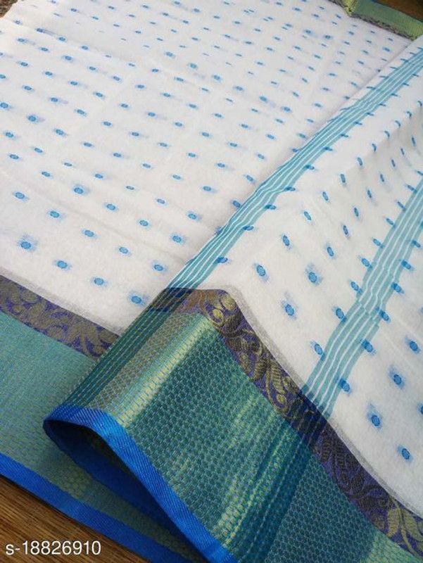 Fashion Pure Cotton Saree  (White)