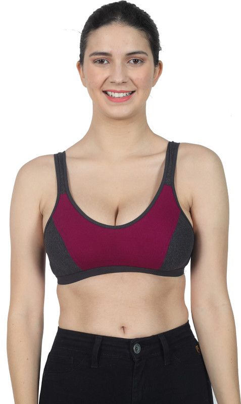 Women Full Coverage Non Padded Bra  (Maroon, Grey)