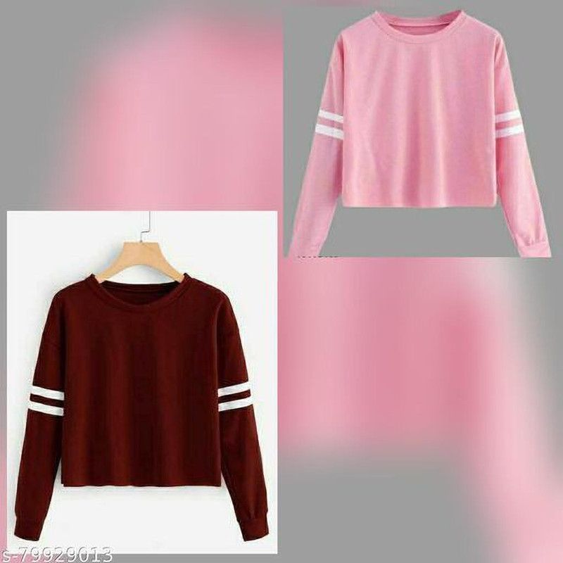 Pack of 2 Women Solid Round Neck Cotton Blend Maroon, Pink T-Shirt