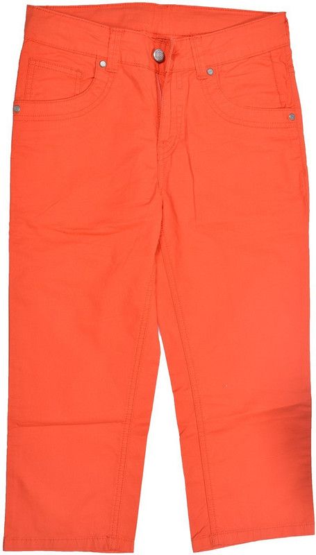 Boys Slim Fit Orange Cotton Blend Trousers