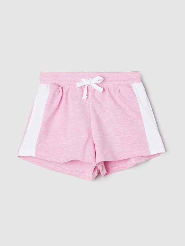 Short For Girls Casual Self Design Cotton Blend  (Pink, Pack of 1)