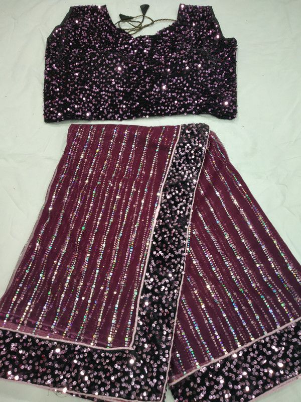 Bollywood Net Saree  (Purple)