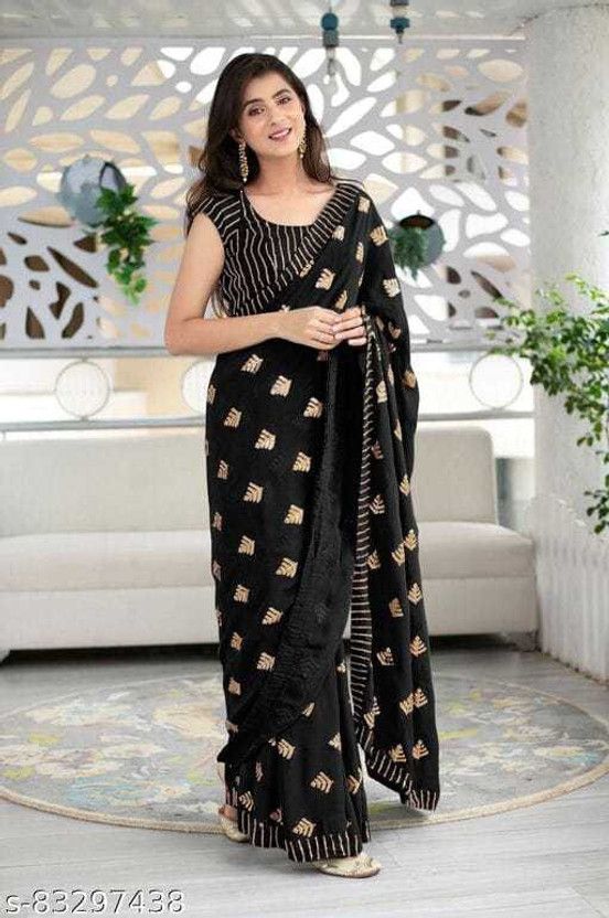 Woven Bollywood Georgette Saree  (Black)