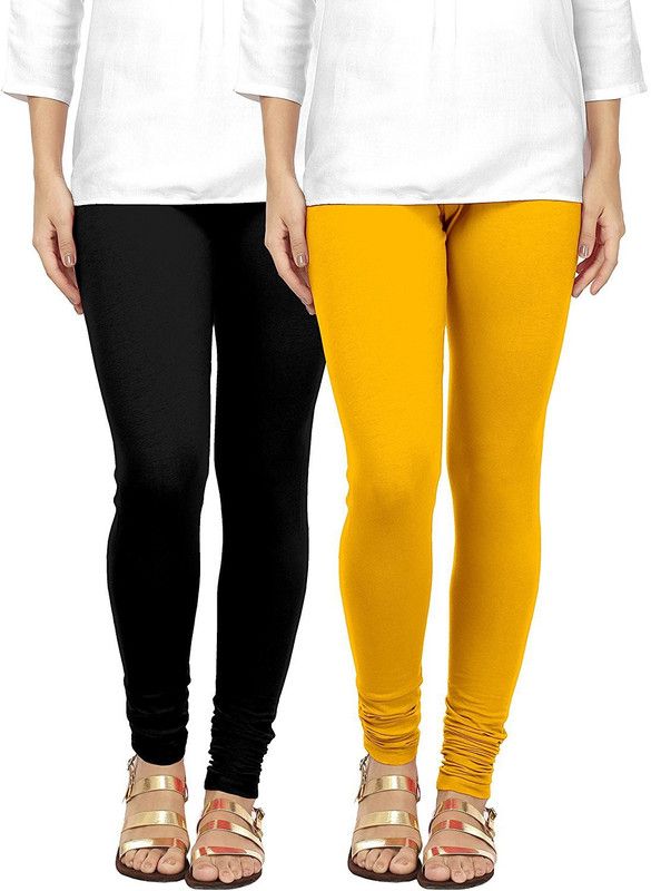 iShop Churidar Western Wear Legging  (Black, Yellow, Solid)