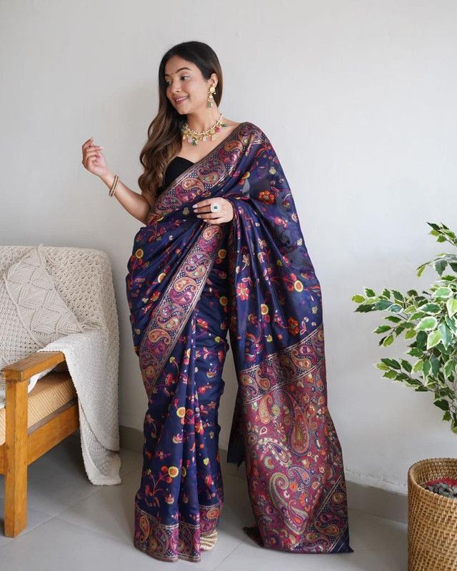 Embellished Banarasi Cotton Silk Saree  (Multicolor)
