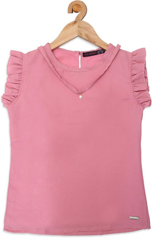 Girls Casual Polyester Blend Top  (Pink, Pack of 1)