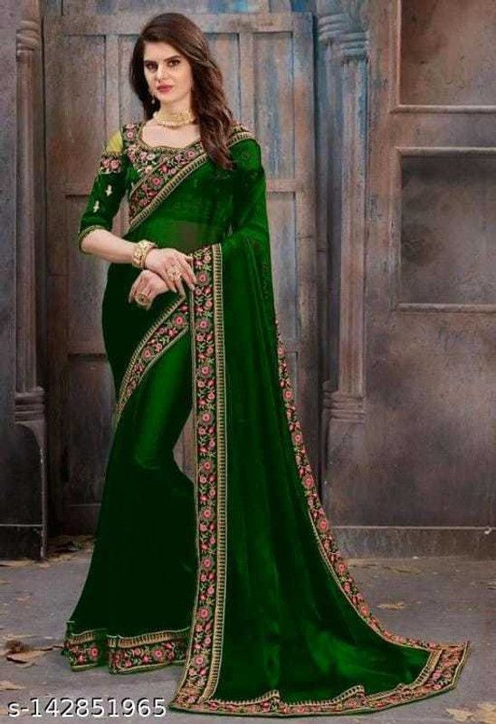 Embroidered Banarasi Jacquard, Art Silk Saree  (Green)