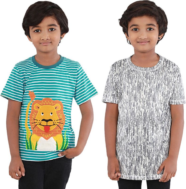 Boys Solid Cotton Blend T Shirt  (White, Pack of 2)