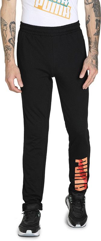 Zippered Graphic Pants I Men Graphic Print Black Track Pants