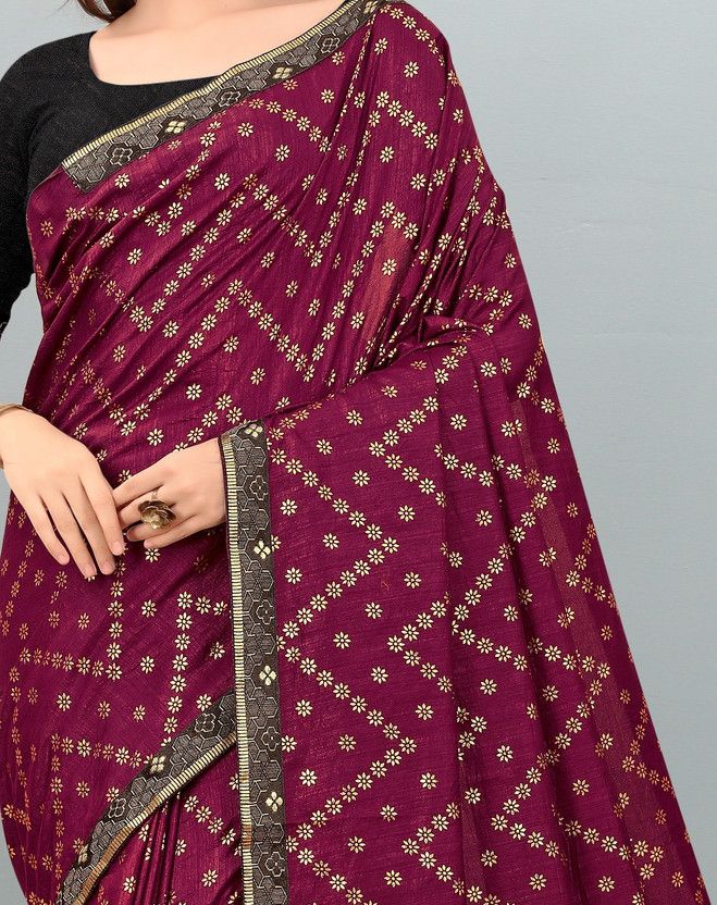 Woven Bollywood Velvet, Silk Blend Saree  (Magenta)