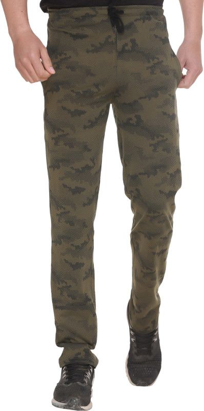 Men Self Design Green Track Pants