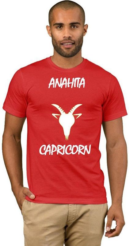 Anahita Zodiac Capricorn Style Fashion V12 Men Printed Round Neck Cotton Blend Red T-Shirt