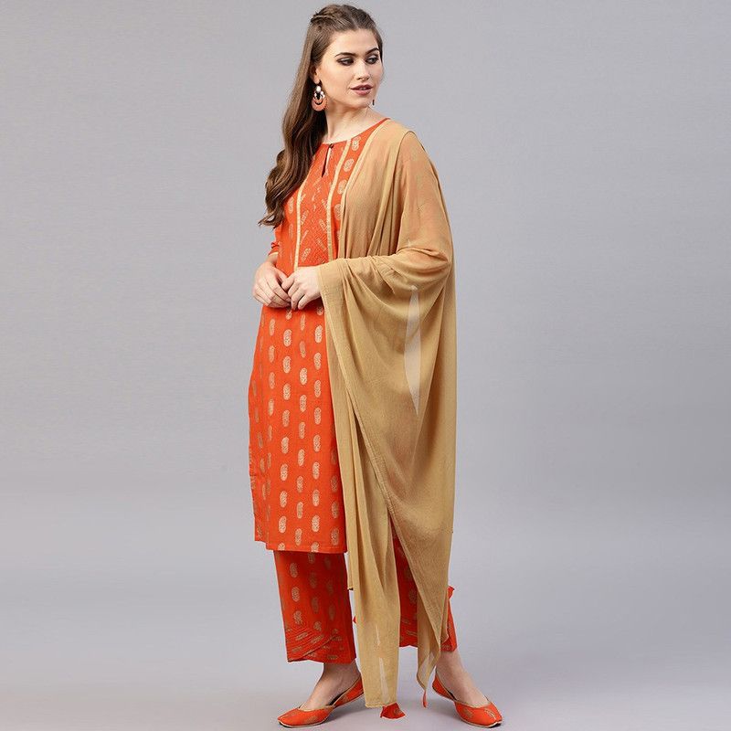 Women Kurta and Churidar Set Pure Cotton