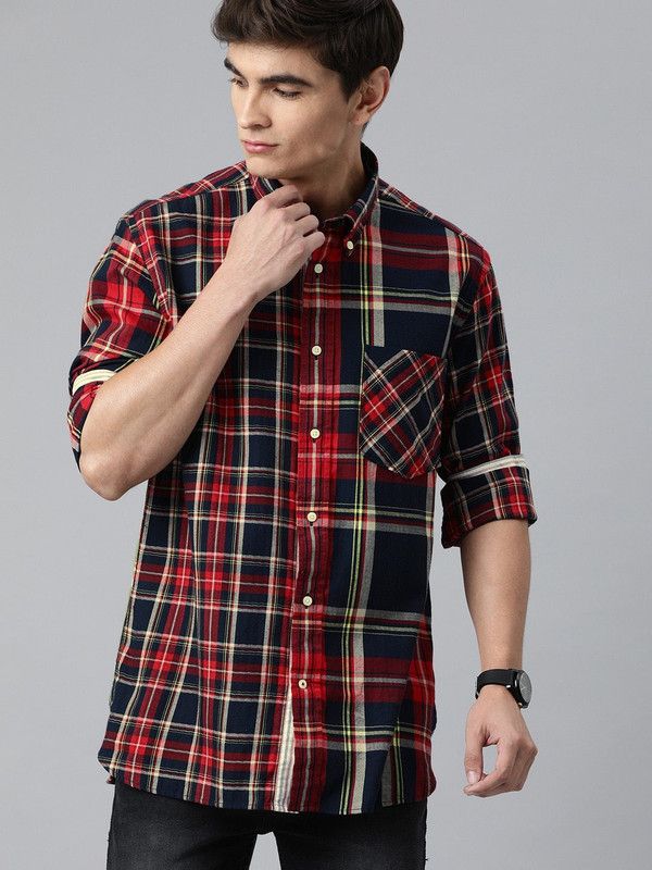 Men NA Fit Checkered Casual Shirt