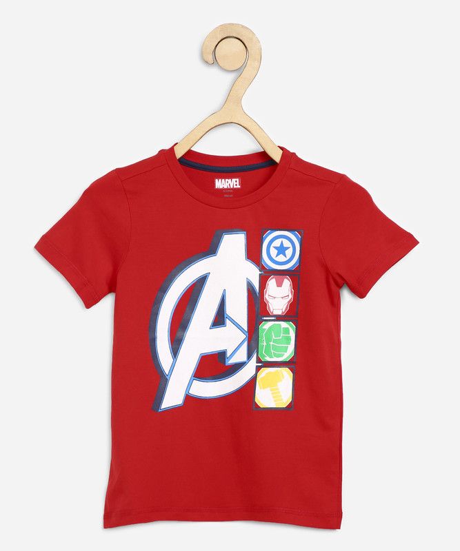 Marvel Boys Graphic Print Cotton Blend T Shirt  (Red, Pack of 1)